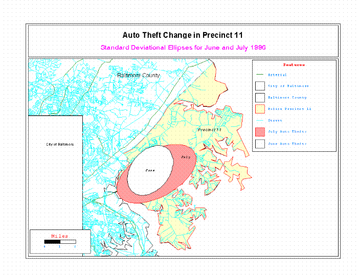 Map of Precinct 11 Auto Thefts for June and July 1996